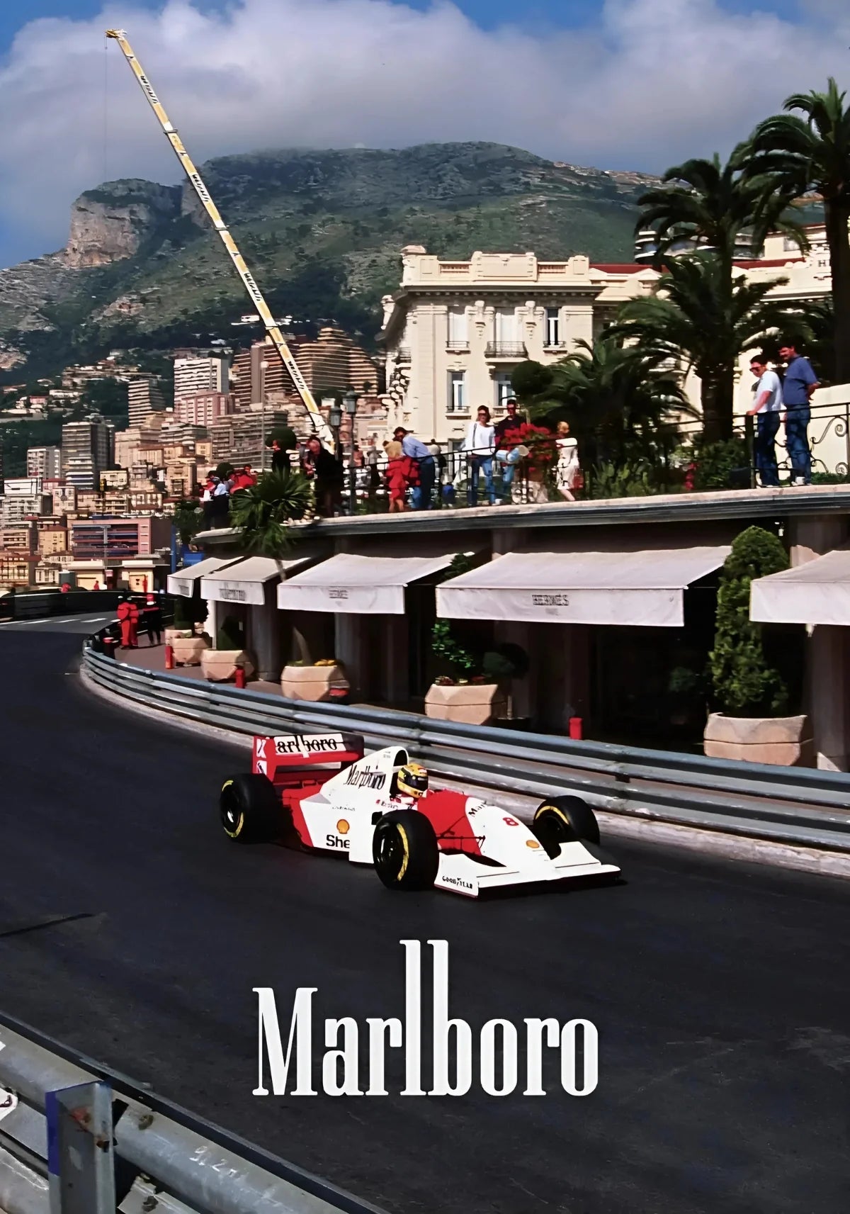Fórmula Vintage 1 | Mónaco Gran Premio | Cartel de carreras F1 | McLaren MP4/8 | Ayrton Senna | Hermes esquina Monte Carlo