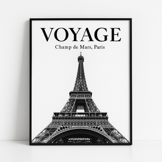 Black and White Eiffel Tower Poster – Minimalist Paris Wall Art Print