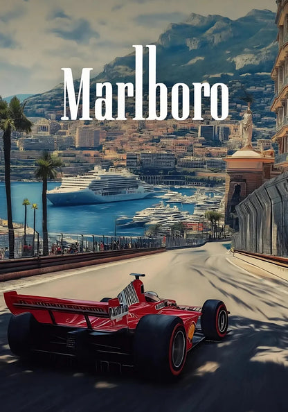 Vintage Formula 1 | Monaco Grand Prix | F1 Racing Poster | Ferrari F2004 | Michael Schumacher | Monte Carlo Harbour View