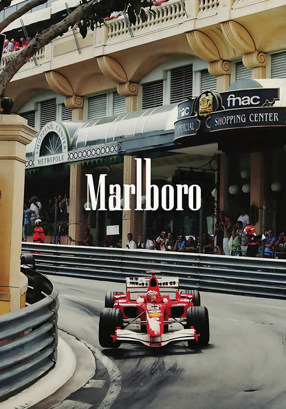 Vintage Formula 1 | Monaco Grand Prix | F1 Racing Poster | Ferrari F2004 | Michael Schumacher | Metropole Monte Carlo