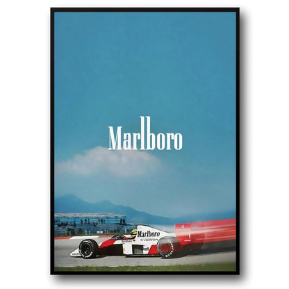 Vintage Formula 1 | Monaco Grand Prix | F1 Racing Poster | McLaren MP4/4 | Ayrton Senna | Marlboro Honda Era