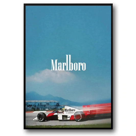 Vintage Formula 1 | Monaco Grand Prix | F1 Racing Poster | McLaren MP4/4 | Ayrton Senna | Marlboro Honda Era