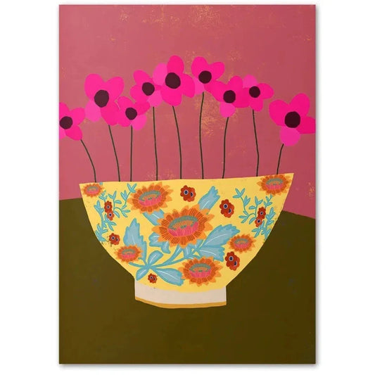 Flower Market | Vase | Nordic Floral | Pink Petals in Sunflower Bowl