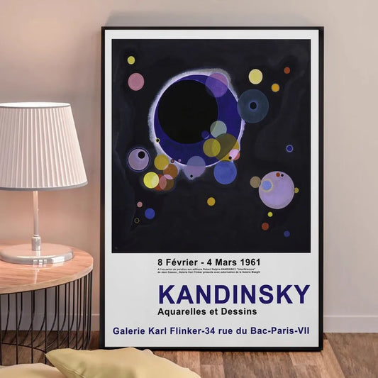 Acuarelas y diseños | Wassily Kandinsky | 1961 | Póster de exposición de arte coleccionable.