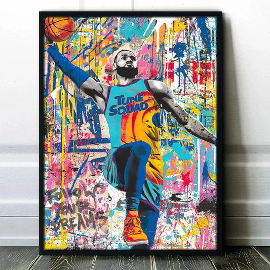 Mural | Street Graffiti | Basketball NBA | LeBron James | Space Jam Slam