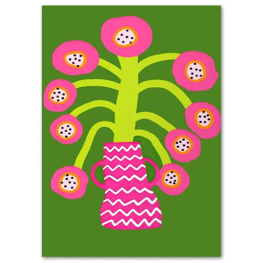 Flower Market | Vase | Nordic Floral | Playful Pink Circles in Zigzag Vase
